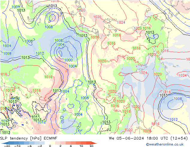 SLP tendency ECMWF St 05.06.2024 18 UTC