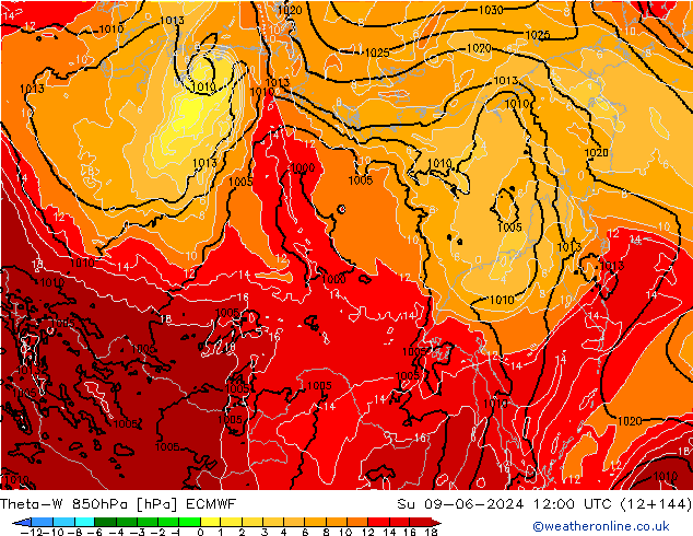 Theta-W 850hPa ECMWF dom 09.06.2024 12 UTC