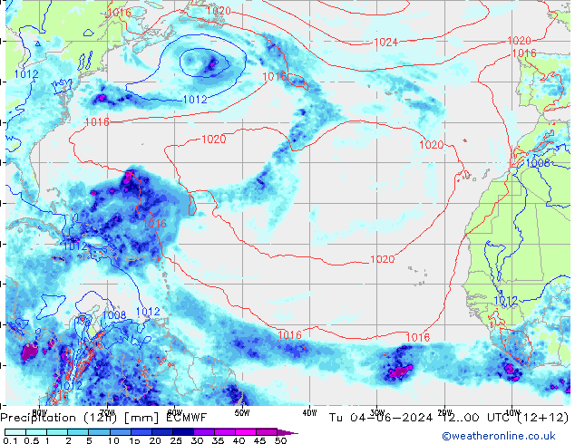 Precipitation (12h) ECMWF Tu 04.06.2024 00 UTC