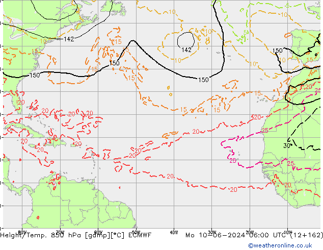 Z500/Rain (+SLP)/Z850 ECMWF Po 10.06.2024 06 UTC
