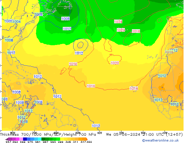 Thck 700-1000 hPa ECMWF We 05.06.2024 21 UTC