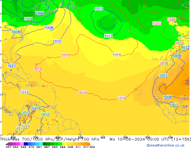 Thck 700-1000 hPa ECMWF Mo 10.06.2024 00 UTC