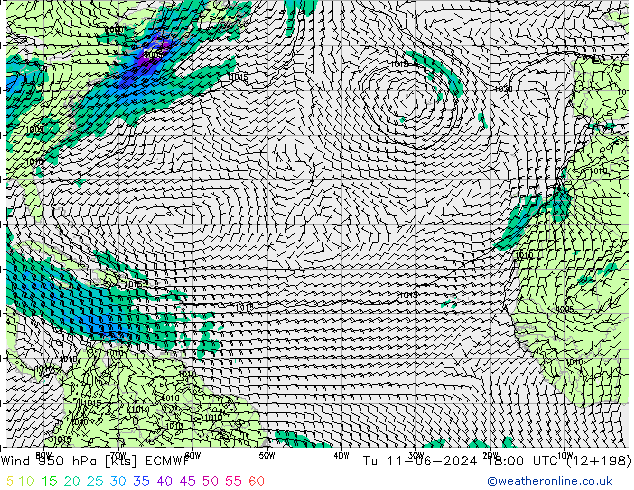 Vent 950 hPa ECMWF mar 11.06.2024 18 UTC