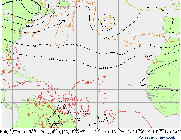 Height/Temp. 500 hPa ECMWF lun 10.06.2024 06 UTC