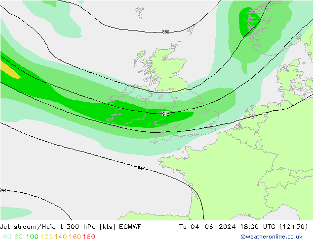 Jet stream ECMWF Ter 04.06.2024 18 UTC