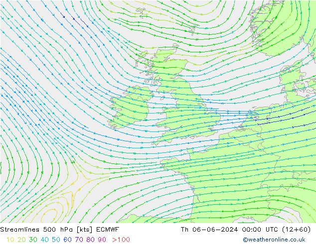 Stroomlijn 500 hPa ECMWF do 06.06.2024 00 UTC