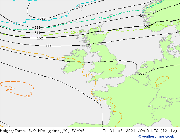 Z500/Rain (+SLP)/Z850 ECMWF Tu 04.06.2024 00 UTC