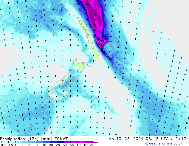 Yağış (12h) ECMWF Pzt 10.06.2024 18 UTC