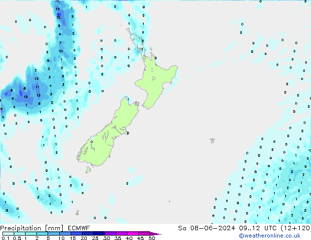 Neerslag ECMWF za 08.06.2024 12 UTC