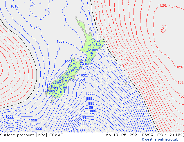 Yer basıncı ECMWF Pzt 10.06.2024 06 UTC