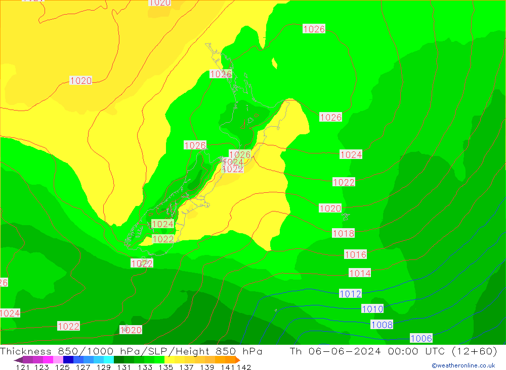 Thck 850-1000 hPa ECMWF Th 06.06.2024 00 UTC