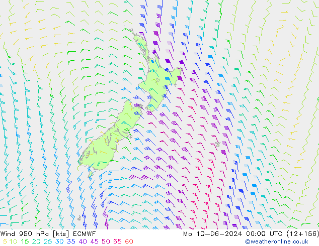 Wind 950 hPa ECMWF Mo 10.06.2024 00 UTC