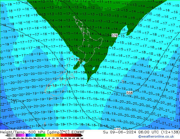 Z500/Rain (+SLP)/Z850 ECMWF Su 09.06.2024 06 UTC