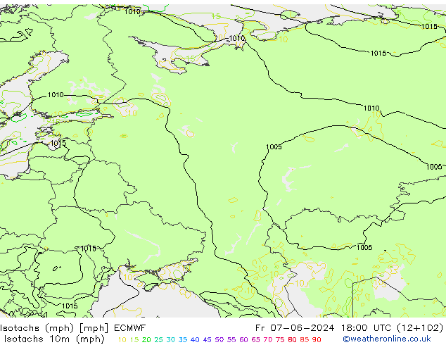 Isotachs (mph) ECMWF Sex 07.06.2024 18 UTC