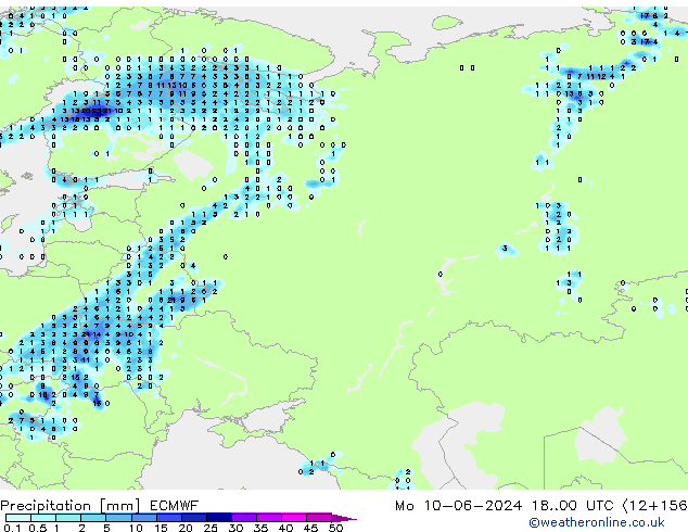 Precipitación ECMWF lun 10.06.2024 00 UTC