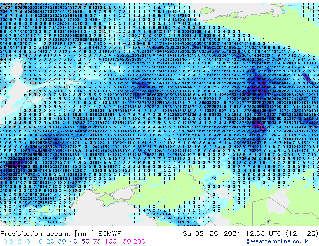 Totale neerslag ECMWF za 08.06.2024 12 UTC