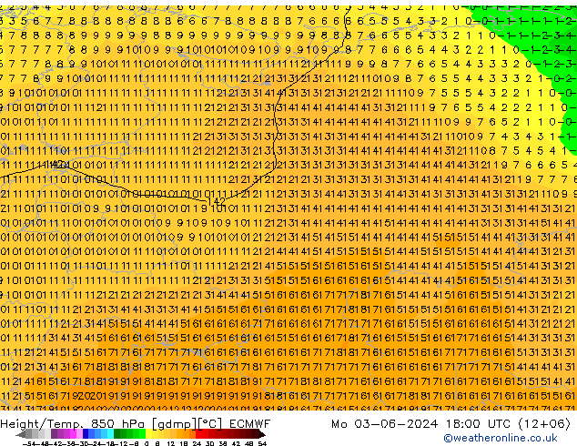 Z500/Rain (+SLP)/Z850 ECMWF Mo 03.06.2024 18 UTC