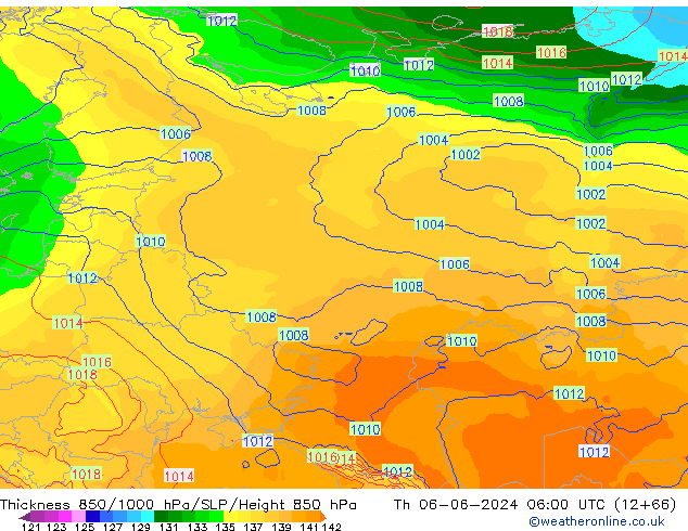 Thck 850-1000 hPa ECMWF Th 06.06.2024 06 UTC