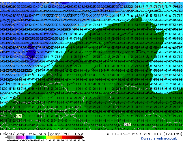 Z500/Rain (+SLP)/Z850 ECMWF mar 11.06.2024 00 UTC