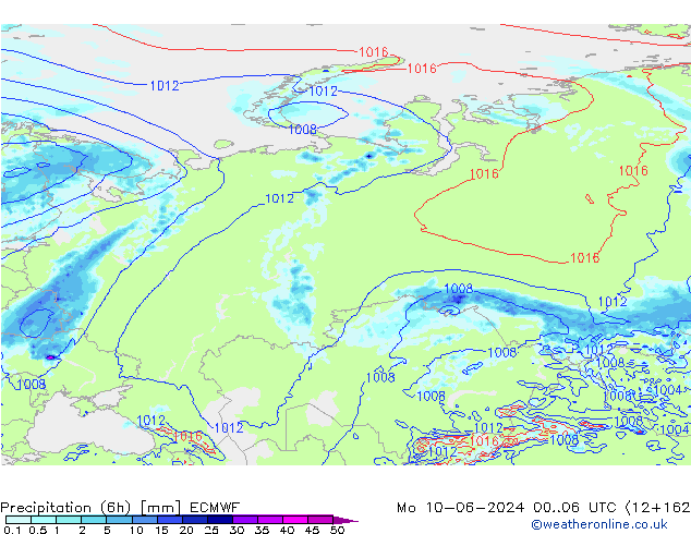 Z500/Rain (+SLP)/Z850 ECMWF пн 10.06.2024 06 UTC