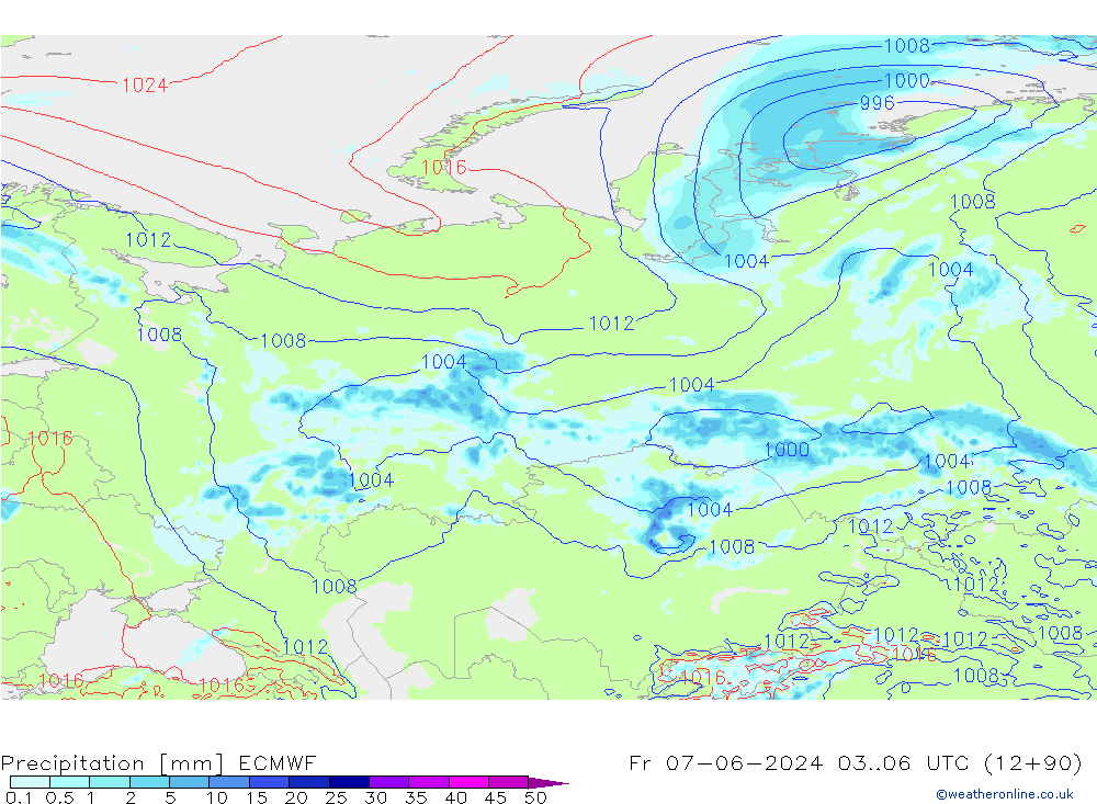 Precipitation ECMWF Fr 07.06.2024 06 UTC