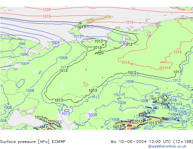 Pressione al suolo ECMWF lun 10.06.2024 12 UTC