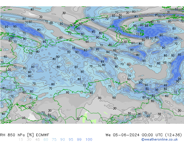 RV 850 hPa ECMWF wo 05.06.2024 00 UTC