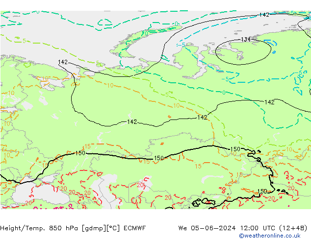 Z500/Rain (+SLP)/Z850 ECMWF  05.06.2024 12 UTC