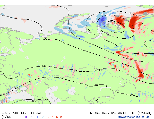 T-Adv. 500 hPa ECMWF Th 06.06.2024 00 UTC