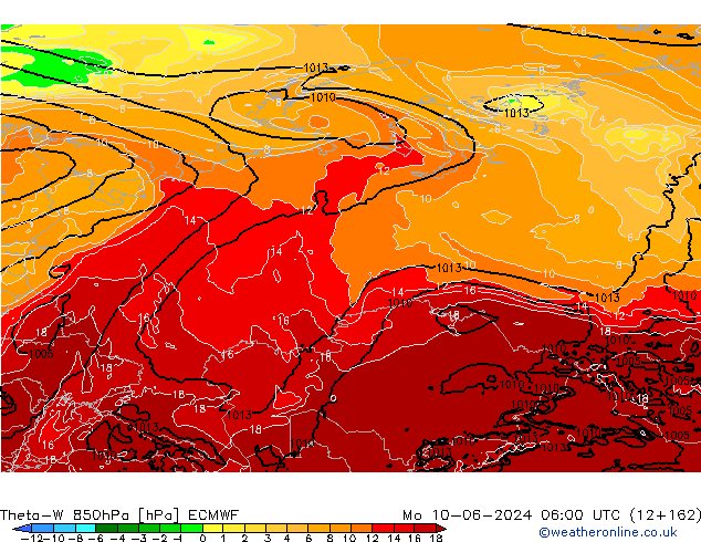 Theta-W 850hPa ECMWF Mo 10.06.2024 06 UTC