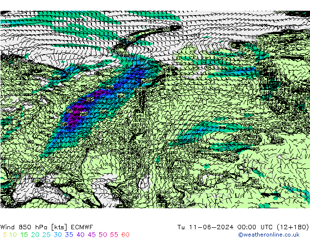 Wind 850 hPa ECMWF di 11.06.2024 00 UTC