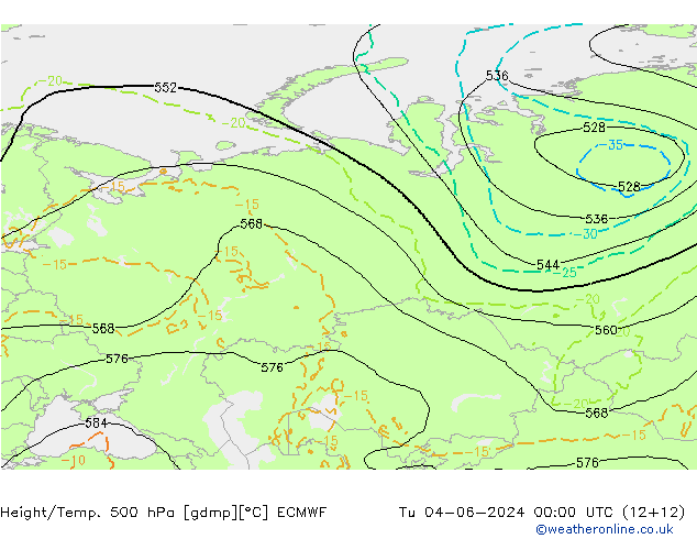 Z500/Rain (+SLP)/Z850 ECMWF Tu 04.06.2024 00 UTC