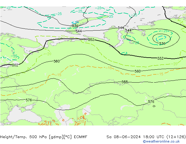 Z500/Rain (+SLP)/Z850 ECMWF sáb 08.06.2024 18 UTC