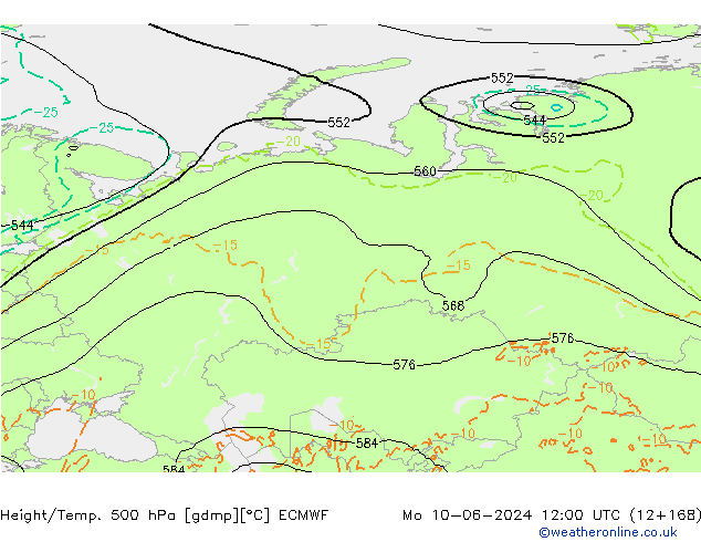 Z500/Rain (+SLP)/Z850 ECMWF lun 10.06.2024 12 UTC