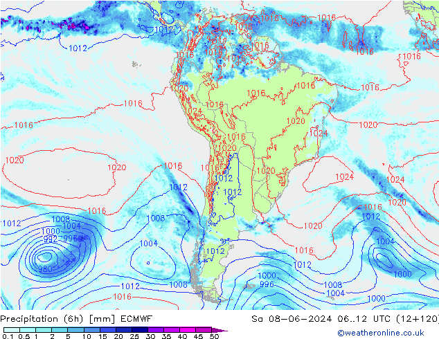 Z500/Rain (+SLP)/Z850 ECMWF  08.06.2024 12 UTC