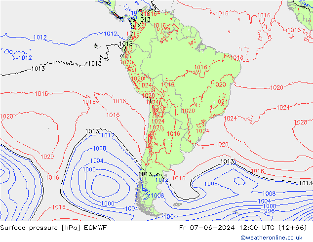 Luchtdruk (Grond) ECMWF vr 07.06.2024 12 UTC