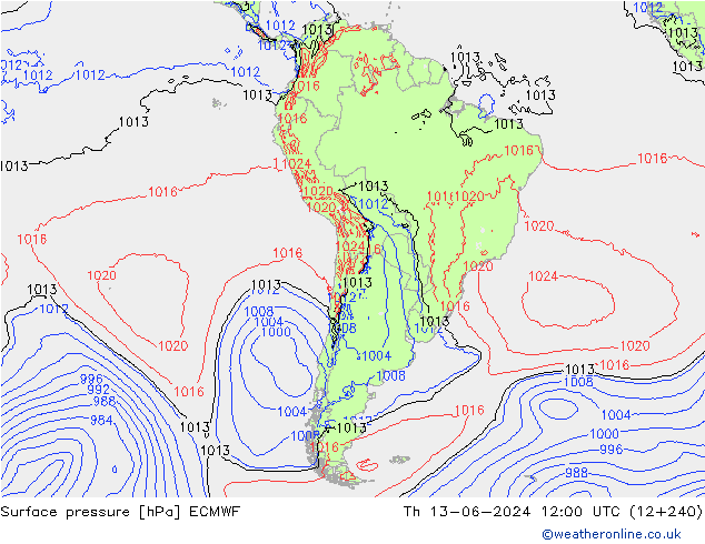 Luchtdruk (Grond) ECMWF do 13.06.2024 12 UTC