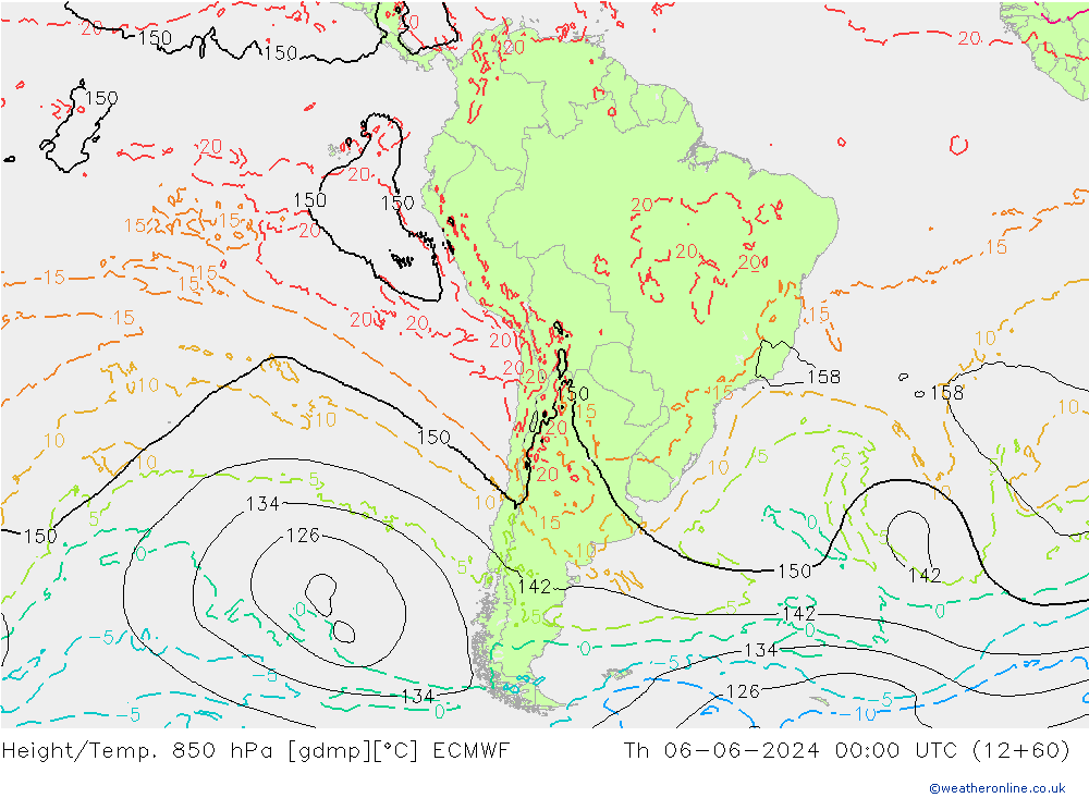 Z500/Rain (+SLP)/Z850 ECMWF Qui 06.06.2024 00 UTC