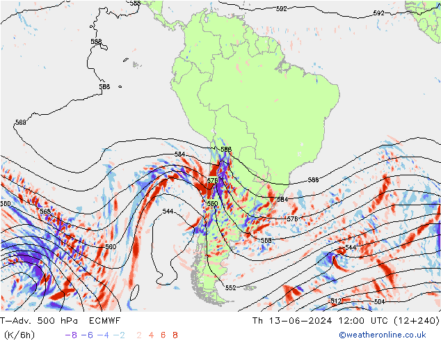 T-Adv. 500 hPa ECMWF Th 13.06.2024 12 UTC