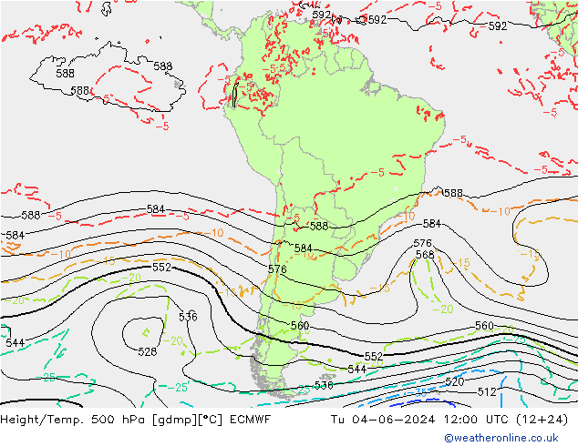 Z500/Regen(+SLP)/Z850 ECMWF di 04.06.2024 12 UTC