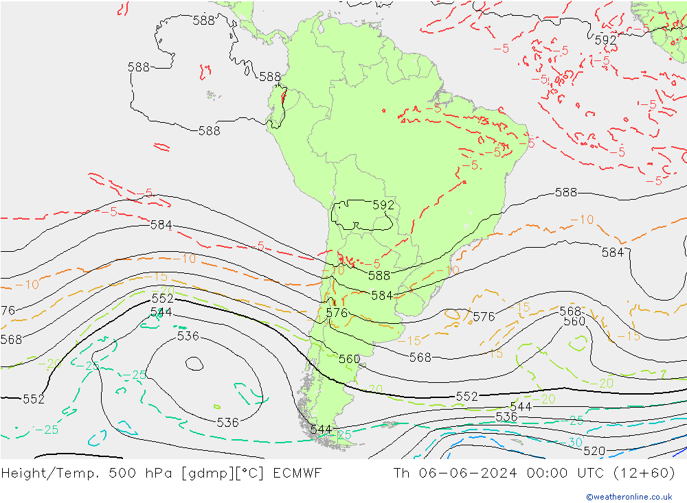 Z500/Rain (+SLP)/Z850 ECMWF Qui 06.06.2024 00 UTC