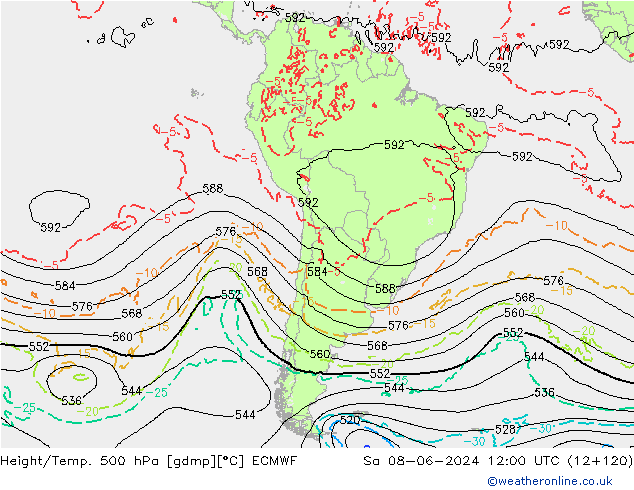 Z500/Rain (+SLP)/Z850 ECMWF  08.06.2024 12 UTC