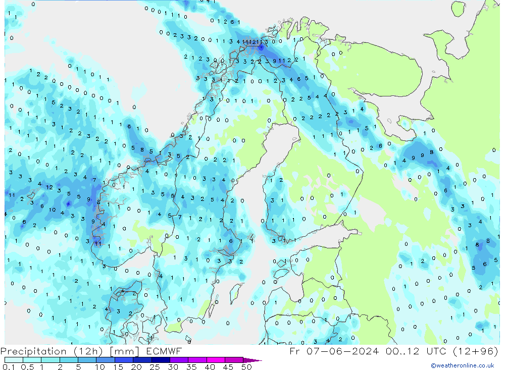 Nied. akkumuliert (12Std) ECMWF Fr 07.06.2024 12 UTC