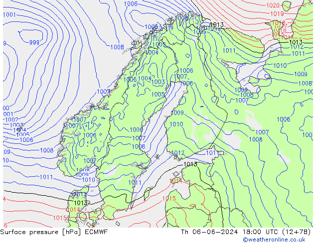 ciśnienie ECMWF czw. 06.06.2024 18 UTC