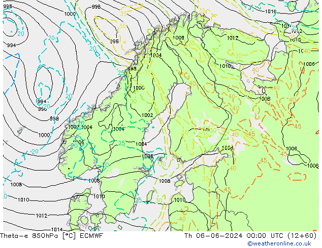 Theta-e 850hPa ECMWF Th 06.06.2024 00 UTC