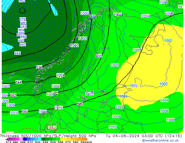 Dikte 500-1000hPa ECMWF di 04.06.2024 03 UTC