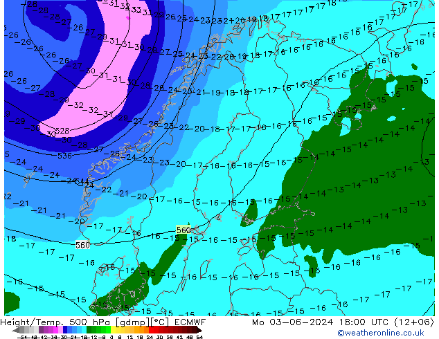 Z500/Rain (+SLP)/Z850 ECMWF Seg 03.06.2024 18 UTC