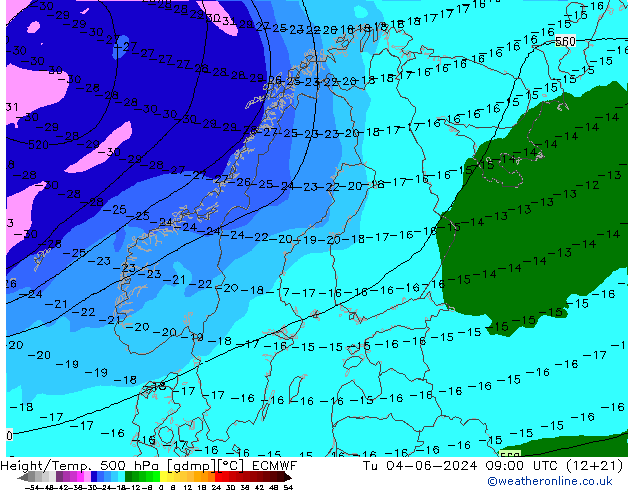 Height/Temp. 500 hPa ECMWF Ter 04.06.2024 09 UTC