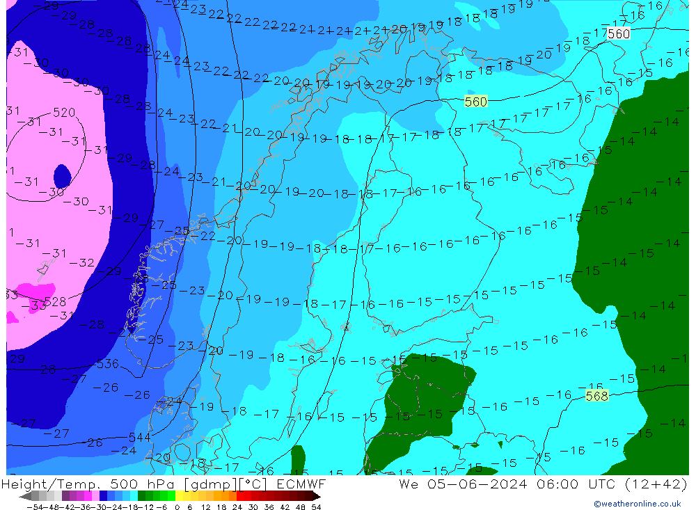 Z500/Rain (+SLP)/Z850 ECMWF Mi 05.06.2024 06 UTC