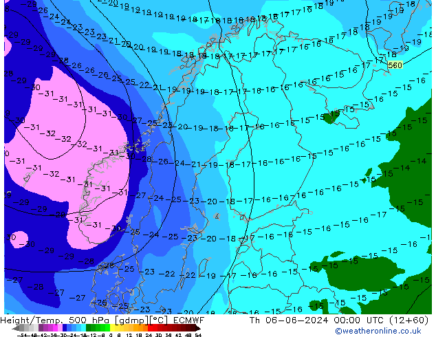 Z500/Rain (+SLP)/Z850 ECMWF Qui 06.06.2024 00 UTC